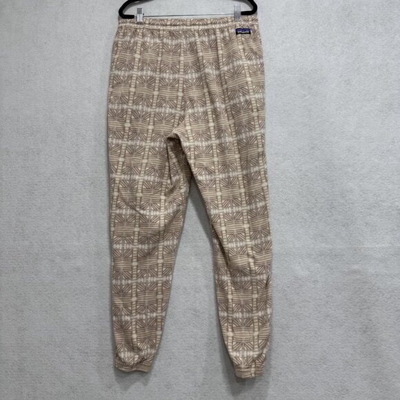 Patagonia Pants Womens Large Tan Fleece Patterned Drawstring Jogger Pockets FA23 - Picture 8 of 13